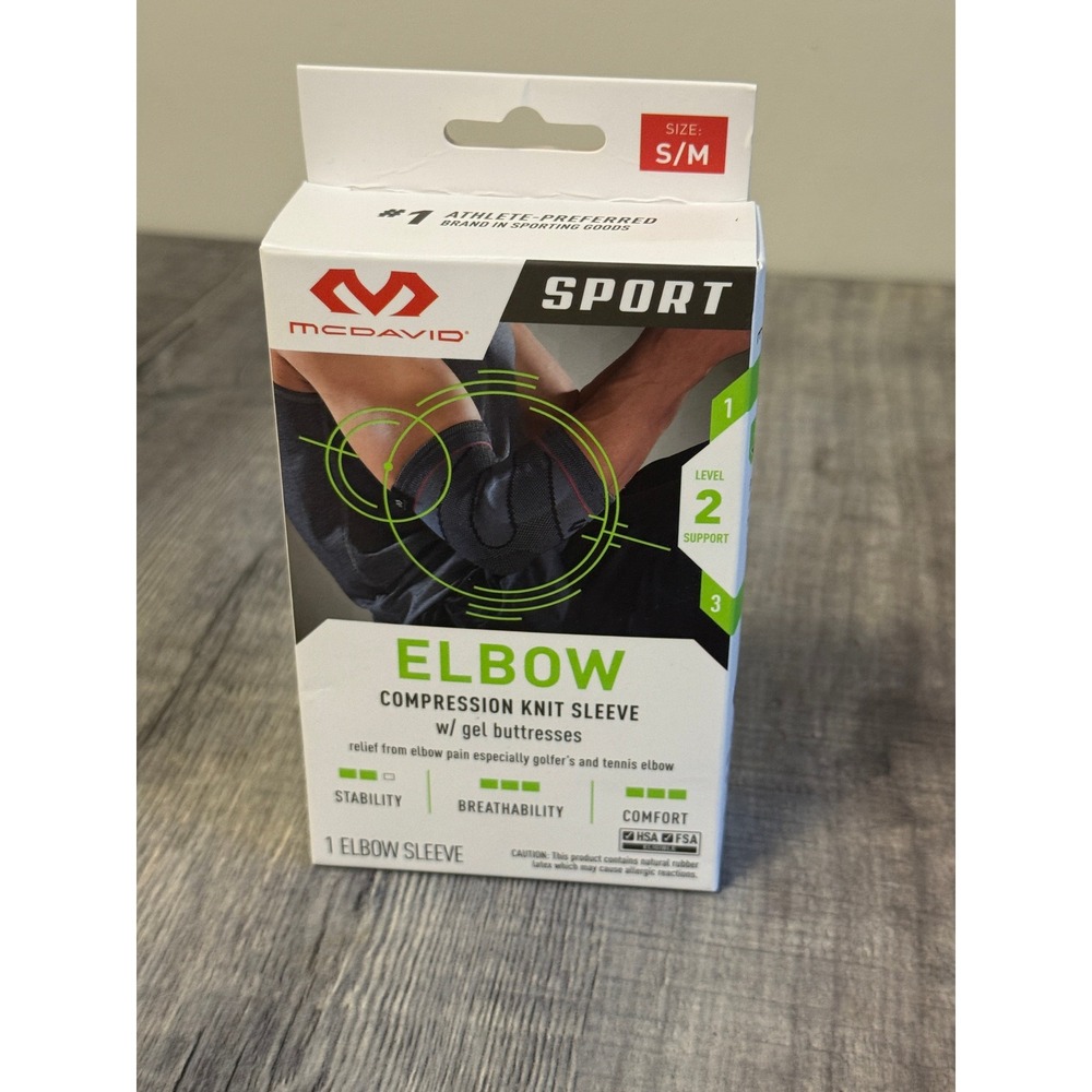 McDavid Sport Elbow Compression Sleeve Gel Buttresses Gray S/M MDS1322-01-10